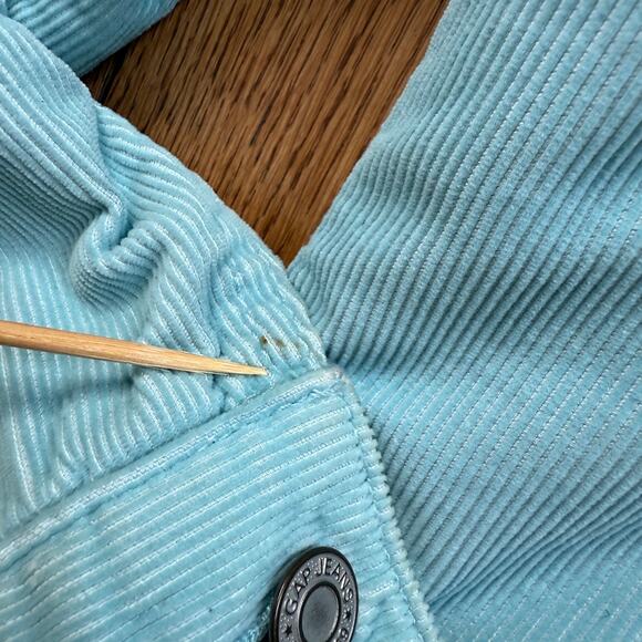 Gap Corduroy Trucker Jacket Women SZ M Aqua Blue Sherpa Cozy Fall Western - Picture 10 of 11